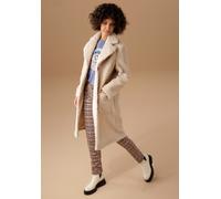 Kurzmantel ANISTON CASUAL, Damen, Gr. 36, beige (sand), Plüsch, Obermaterial: 100% Polyester. Futter: 100% Polyester, Strukturmuster, unifarben, lässig geschnitten kniefrei, Mäntel Kurzmantel, in Plüs