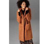 Kurzmantel ANISTON CASUAL, Damen, Gr. 36, braun (zimt), Plüsch, Obermaterial: 100% Polyester. Futter: 100% Polyester, Strukturmuster, unifarben, lässig geschnitten kniefrei, Mäntel Kurzmantel, in Plüs