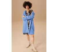 Kurzmantel ANISTON CASUAL, Damen, Gr. 44, blau (mittelblau), Plüsch, Obermaterial: 100% Polyester. Futter: 100% Polyester, Strukturmuster, unifarben, lässig geschnitten kniefrei, Mäntel Kurzmantel, in