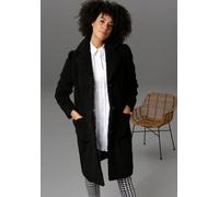 Kurzmantel ANISTON CASUAL, Damen, Gr. 44, schwarz, Plüsch, Obermaterial: 100% Polyester. Futter: 100% Polyester, Strukturmuster, unifarben, lässig geschnitten kniefrei, Mäntel Kurzmantel, in Plüsch-Op