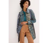 Kurzmantel BONPRIX "Kurzmantel im aufwändigen Jaquard-Design", Damen, Gr. 36, blau (blau graphisch bedruckt), Obermaterial: 70% Polyester, 30% Viskose. Einsatz: 60% Polyester, 40% Viskose. Futter: 100