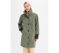 Kurzmantel BONPRIX "Kurzmantel in Wolloptik", Damen, Gr. 50, grün (dunkeloliv meliert), Obermaterial: 100% Polyester. Futter: 100% Polyester, A-Linie, Mäntel Kurzmantel, aus Polyester, in A-Linie, mit
