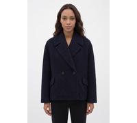 Kurzmantel BOSS ORANGE "Caban Premium Damenmode", Damen, Gr. 38, schwarz (dunkelblau 404), Web, Obermaterial: 60% Polyester, 40% Wolle, unifarben, loose fit normal, Mäntel Kurzmantel, mit Wolle, Loose