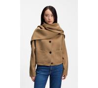 Kurzmantel BOSS ORANGE "Cafrina Premium Damenmode", Damen, Gr. 40, beige (rust, copper 222), Web, Obermaterial: 75% Polyester, 20% Wolle, 5% sonstige Fasern, unifarben, oversize taillenbedeckt, Mäntel