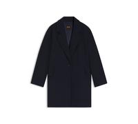 Kurzmantel BOSS ORANGE "Calesara Premium Damenmode", Damen, Gr. 46, blau (dunkelblau 408), Twill, Obermaterial: 50% Wolle, 50% Polyester, unifarben, gerade ca. Mitte Oberschenkel, Mäntel Kurzmantel, i
