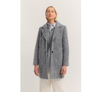 Kurzmantel BUGATTI "Comfort Fit", Damen, Gr. 42, grau (330, blaugrau), 34% Wolle, 22% Baumwolle, 22% Polyacryl, 20% Polyester, 2% Elasthan, unifarben, comfort fit, normaler Saum, Mäntel Kurzmantel, mi