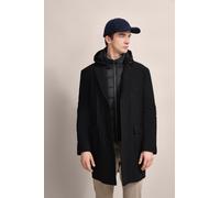 Kurzmantel BUGATTI, Herren, Gr. 48, schwarz, 77% Polyamid, 23% Elasthan, unifarben, normal, normaler Saum, Mäntel Kurzmantel, mit abnehmbarer Kapuze (39586829-48) schwarz