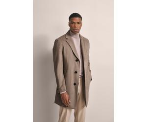 Kurzmantel BUGATTI, Herren, Gr. 58, beige, 60% Wolle, 35% Polyester, 5% sonstige Fasern, unifarben, slim fit, gerader Abschluss, Mäntel Kurzmantel, mit Reverskragen (10204125-58) beige