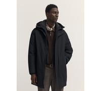 Kurzmantel BUGATTI "Regular Fit", Herren, Gr. 56, schwarz (390, marine), 88% Polyamid, 12% Elasthan, unifarben, regular fit, Mäntel Kurzmantel, Regular Fit Stretch Stehkragen Westeneinsatz (47088750-5