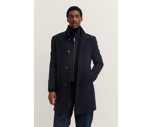 Kurzmantel BUGATTI "Westen-Einsatz", Herren, Gr. 54, 390, marine, 55% Wolle, 40% Polyester, 5% sonstige Fasern, unifarben, normal, normaler Saum, Mäntel Kurzmantel, Modern Fit mit Flexcity Stretch Ein