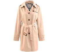 Kurzmantel FUCHS SCHMITT, Damen, Gr. 42, grau (kitt), Web, Obermaterial: 51% Baumwolle, 49% Polyester. Futter: 100% Polyester, clean, unifarben, normal ca. Mitte Oberschenkel, V-Ausschnitt, Mäntel Kur