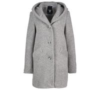 Kurzmantel FUCHS SCHMITT "Wollstrickmantel", Damen, Gr. 44, grau, Web, Obermaterial: 50% Polyester, 30% Baumwolle, 15% Schurwolle, 5% Polyacryl, unifarben, Po-bedeckend, Mäntel Kurzmantel, mit Kapuze