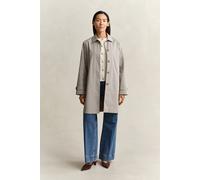 Kurzmantel GANT "CHECKED COTTON BLEND CAR", Damen, Gr. S, beige (oat beige), Web, Obermaterial: 54% Polyester, 46% Viskose, unifarben, regular fit ca. Mitte Oberschenkel, Rundhals, eingesetzt gerader 