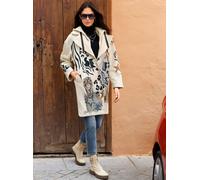 Kurzmantel HEINE, Damen, Gr. 36/38, beige, schwarz, bedruckt, 100% Polyester, Besatz:60% Baumwolle, 40% Polyester, gemustert, Mäntel Kurzmantel (86473724-36) beige, schwarz, bedruckt