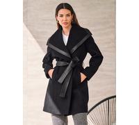 Kurzmantel HEINE, Damen, Gr. 38, schwarz, 90% Polyester, 7% Viskose, 3% Elasthan, unifarben, unifarben mit Farbeinsatz, unifarben mit Farbeinsätzen, Mäntel Kurzmantel (94614942-38) schwarz
