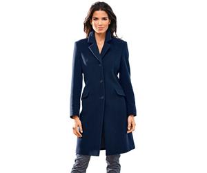 Kurzmantel HEINE, Damen, Gr. 46, blau (marine), 80% Wolle, 20% Polyamid, unifarben, unifarben mit Farbeinsatz, unifarben mit Farbeinsätzen, Mäntel Kurzmantel (94658054-46) marine