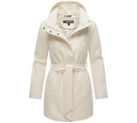 Kurzmantel MARIKOO "Katalinaa", Damen, Gr. XXL, weiß (sanftes weiß), 90% Polyester 10% Viskose, Mäntel, Eleganter Wickel Mantel mit Taillengürtel und Oversized Hood Kapuze (88552754-XXL) sanftes weiß