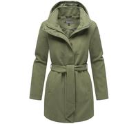 Kurzmantel MARIKOO "Katalinaa", Damen, Gr. L, grün (olive leaf), 90% Polyester 10% Viskose, Mäntel, Eleganter Wickel Mantel mit Taillengürtel und Oversized Hood Kapuze (71590157-L) olive leaf