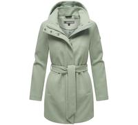 Kurzmantel MARIKOO "Katalinaa", Damen, Gr. L, grün (smokey mint), 90% Polyester 10% Viskose, Mäntel, Eleganter Wickel Mantel mit Taillengürtel und Oversized Hood Kapuze (74322802-L) smokey mint