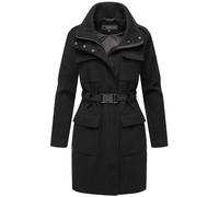 MARIKOO Damen Übergangs Mantel (XS-XXL) - Damen Mantel mit 2 Wege Reißverschluss und Druckknöpfen, Warme Jacke Frauen - N053 (L, Schwarz)