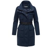 MARIKOO Damen Übergangs Mantel (XS-XXL) - Damen Mantel mit 2 Wege Reißverschluss und Druckknöpfen, Warme Jacke Frauen - N053 (L, Navy)