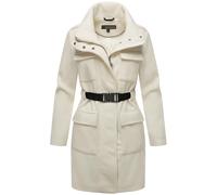MARIKOO Damen Übergangs Mantel (XS-XXL) - Damen Mantel mit 2 Wege Reißverschluss und Druckknöpfen, Warme Jacke Frauen - N053 (XL, Offwhite)