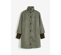 Kurzmantel BONPRIX "Kurzmantel in Wolloptik", Damen, Gr. 46, grün (dunkeloliv meliert), Obermaterial: 100% Polyester. Futter: 100% Polyester, A-Linie, Mäntel Kurzmantel, aus Polyester, in A-Linie, mit