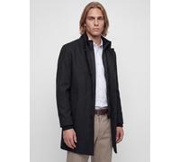 Kurzmantel JACK & JONES "JJEMELTON WOOL BLEND COAT AW26 SN", Herren, Gr. S, schwarz (dunkelgrau pattern:twill), Web, Obermaterial: 65% Polyester, 30% Wolle, 5% sonstige Fasern, unifarben, regular fit 