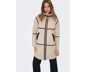 Kurzmantel JDY "JDYFROSTY LIFE TEDDY LONG JKT OTW NOOS", Damen, Gr. S, beige (birch), Plüsch, Obermaterial: 100% Polyester, unifarben, ca. Mitte Oberschenkel, Mäntel Kurzmantel (85703404-S) birch