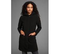 Kurzmantel KANGAROOS, Damen, Gr. 38, schwarz, Web, Obermaterial: 90% Polyester, 10% Viskose. Futter: 100% Polyester, unifarben, normal hüftbedeckend, Mäntel Kurzmantel, mit großer Kapuze und mit Fleec