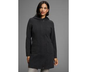 Kurzmantel KANGAROOS, Damen, Gr. 44, grau (dunkel, grau, melange), Web, Obermaterial: 90% Polyester, 10% Viskose. Futter: 100% Polyester, kontrastfarbene Details, meliert, unifarben mit Farbeinsatz, n