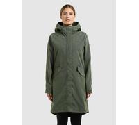 Kurzmantel KHUJO "LEAL", Damen, Gr. XXL, schwarz olive, Web, 75% Baumwolle, 25% Nylon, unifarben, regular fit hüftlang, Raglanärmel mit Druckknopf, Mäntel Kurzmantel (66065065-XXL) schwarz olive