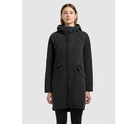 Kurzmantel KHUJO "LEAL", Damen, Gr. XXL, schwarz schwarz, Web, 75% Baumwolle, 25% Nylon, unifarben, Raglanärmel mit Druckknopf, Mäntel Kurzmantel (61947301-XXL) schwarz schwarz