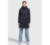 Kurzmantel KHUJO "LEVANE2", Damen, Gr. S, blau (dunkelblau), 62% Baumwolle, 38% Polyamid, unifarben, slim fit ca. Mitte Oberschenkel, Raglanärmel,mit Riegel abgesteppte Kante mit Druckknöpfen, Mäntel