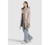 Kurzmantel KHUJO "MOSTI", Damen, Gr. XL, beige, Web, 100% Polyester, unifarben, slim fit ca. Mitte Oberschenkel, eingesetzt abgesteppte Kante mit Druckknöpfen, Mäntel Kurzmantel (73497915-XL) beige