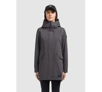 Kurzmantel KHUJO "NIKA", Damen, Gr. XL, grau (slate grau), Twill, 100% Baumwolle, unifarben, regular fit hüftlang, eingesetzt abgesteppte Kante, Mäntel Kurzmantel (35399728-XL) slate grau