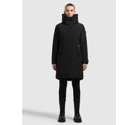 Kurzmantel KHUJO "SEMIE3", Damen, Gr. L, schwarz, 100% Polyester, unifarben, regular fit ca. Mitte Oberschenkel, Raglanärmel Rippstrickbündchen mit Druckknöpfen, Mäntel Kurzmantel (19436513-L) schwarz