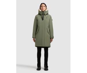 Kurzmantel KHUJO "SEMIE3", Damen, Gr. XXL, muted grün, 100% Polyester, unifarben, regular fit ca. Mitte Oberschenkel, Raglanärmel Rippstrickbündchen mit Druckknöpfen, Mäntel Kurzmantel (36526913-XXL)