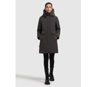 Kurzmantel KHUJO "SINA", Damen, Gr. S, grau (winter grau), 100% Polyester, unifarben, regular fit knielang, eingesetzt elastischer Bund mit Druckknopf, Mäntel Kurzmantel (24359657-S) winter grau