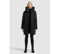 Kurzmantel KHUJO "SINA", Damen, Gr. S, schwarz (port blau), 100% Polyester, unifarben, regular fit knielang, eingesetzt elastischer Bund mit Druckknopf, Mäntel Kurzmantel (44275866-S) port blau