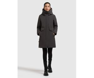 Kurzmantel KHUJO "SINA", Damen, Gr. S, winter grau, 100% Polyester, unifarben, regular fit knielang, eingesetzt elastischer Bund mit Druckknopf, Mäntel Kurzmantel (24359657-S) winter grau