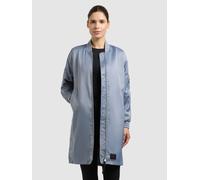 Kurzmantel KHUJO "TINDRA", Damen, Gr. M, blau (misty blau), Satin, 97% Polyester, 3% Elasthan, glänzend, regular fit hüftlang, eingesetzt Rippstrickbündchen, Mäntel Kurzmantel (60247322-M) misty blau