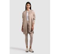 Kurzmantel KHUJO "TINDRA", Damen, Gr. S, beige (latte beige), Satin, 97% Polyester, 3% Elasthan, glänzend, regular fit hüftlang, eingesetzt Rippstrickbündchen, Mäntel Kurzmantel (68935465-S) latte bei