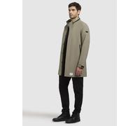 Kurzmantel KHUJO "YIMM", Herren, Gr. M, grün (graugrün), Web, 100% Polyester, unifarben, regular fit Po-bedeckend, eingesetzt gerader Abschluss mit verstellbarem Klettverschluss, Mäntel Kurzmantel (88