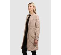 Kurzmantel KHUJO "YMAL2", Damen, Gr. L, latte beige, Web, 84% Nylon, 16% Polyurethan, unifarben, regular fit ca. Mitte Oberschenkel, eingesetzt Rippstrickbündchen, Mäntel Kurzmantel (90720562-L) latte