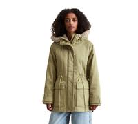 Marc O'Polo Denim Damen Winterparka aus Stretch-Twill mit Teddyplüsch-Details, grün, Gr. S