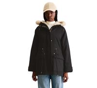 Kurzmantel MARC O'POLO DENIM "aus Bio-Baumwolle-Stretch-Twill", Damen, Gr. S, schwarz, Obermaterial: 98% Baumwolle, 2% Elasthan; Füllung: 100% Polyester; Futter: 100% Polyester, unifarben, oversize, M