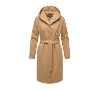 Kurzmantel MARIKOO "Kailii", Damen, Gr. L, braun (camel), 90% Polyester, 10% Viskose, Mäntel Kurzmantel, Eleganter Wickel Mantel mit Taillengürtel und Oversized Hood Kapuze (90956964-L) camel