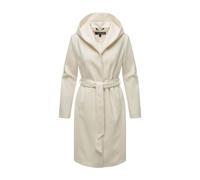 Kurzmantel MARIKOO "Kailii", Damen, Gr. L, weiß (sanftes weiß), 90% Polyester, 10% Viskose, Mäntel Kurzmantel, Eleganter Wickel Mantel mit Taillengürtel und Oversized Hood Kapuze (35504802-L) sanftes 