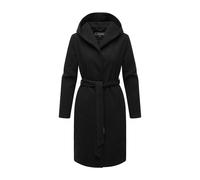 Kurzmantel MARIKOO "Kailii", Damen, Gr. M, schwarz, 90% Polyester, 10% Viskose, Mäntel Kurzmantel, Eleganter Wickel Mantel mit Taillengürtel und Oversized Hood Kapuze (94506515-M) schwarz